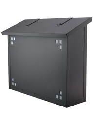Pasadena Large Solid-Brass Mailbox with Decorative Glass in Textured Black/Wispy White Glass.